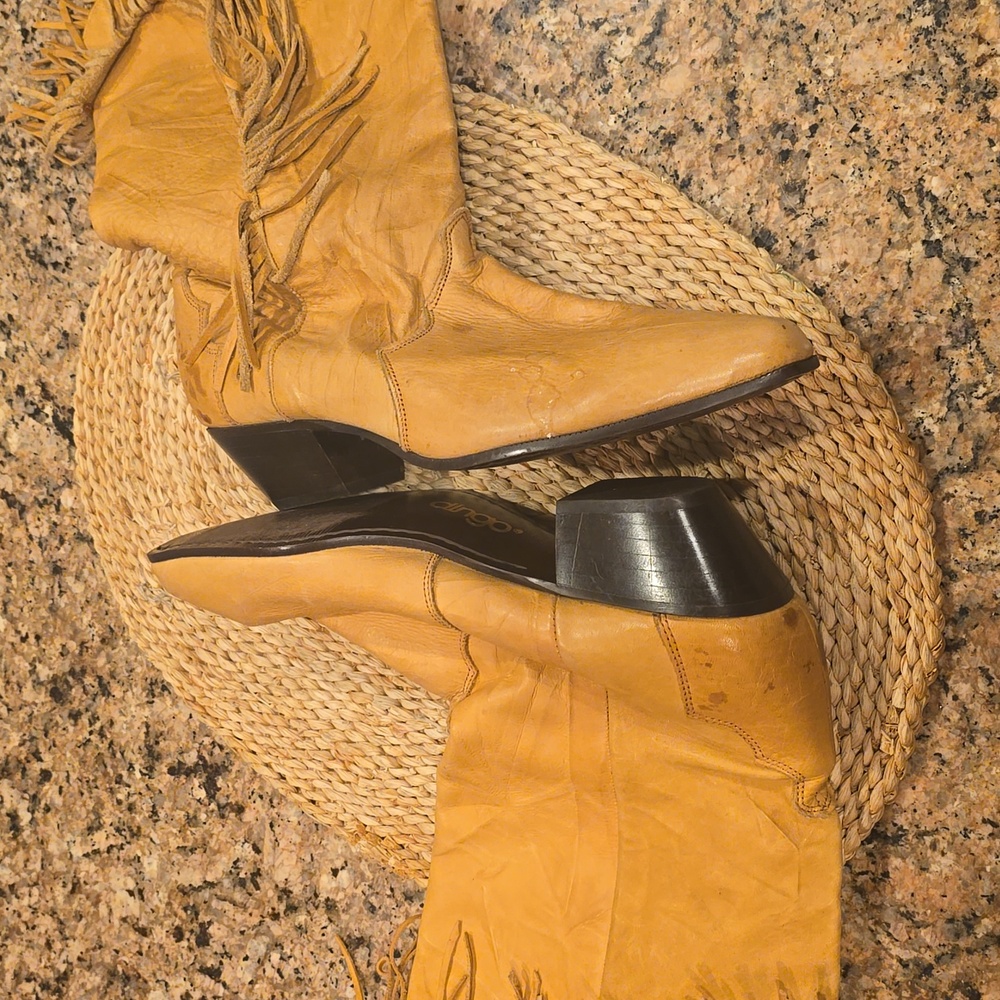 Dingo Gold/ Tan Fringe Heeled Boots - Picture 11 of 11